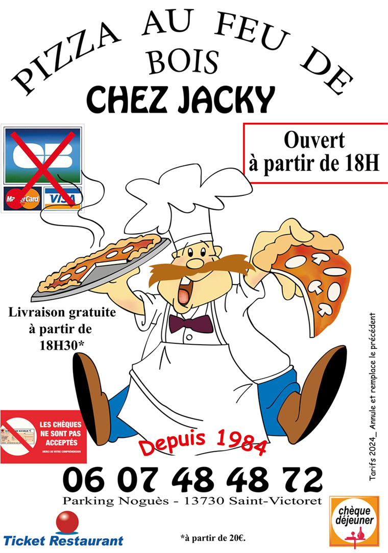 Tarifs Livraisons Pizza chez Jacky à Saint-Victoret page 1